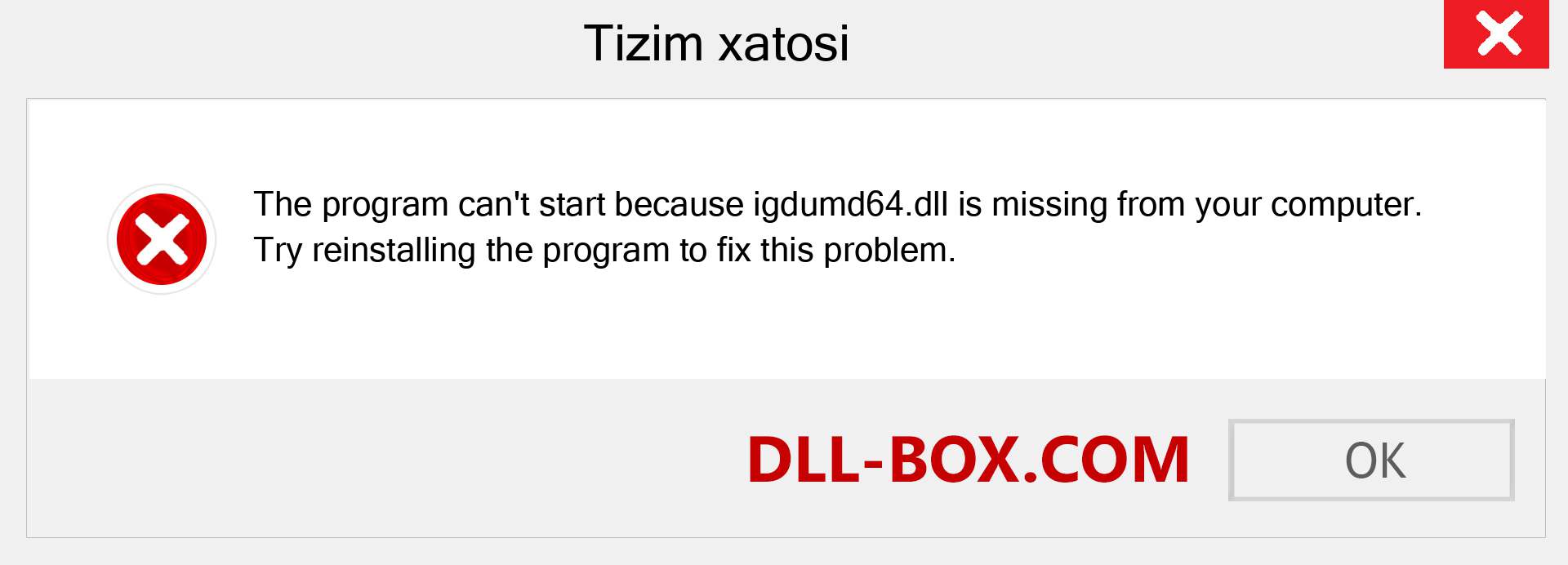 igdumd64.dll fayli yo'qolganmi?. Windows 7, 8, 10 uchun yuklab olish - Windowsda igdumd64 dll etishmayotgan xatoni tuzating, rasmlar, rasmlar